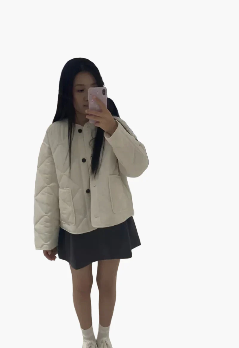 Damen Steppjacke Casual Übergangsjacke mit Knöpfen und Taschen – Alltag & Freizeit - Image 2
