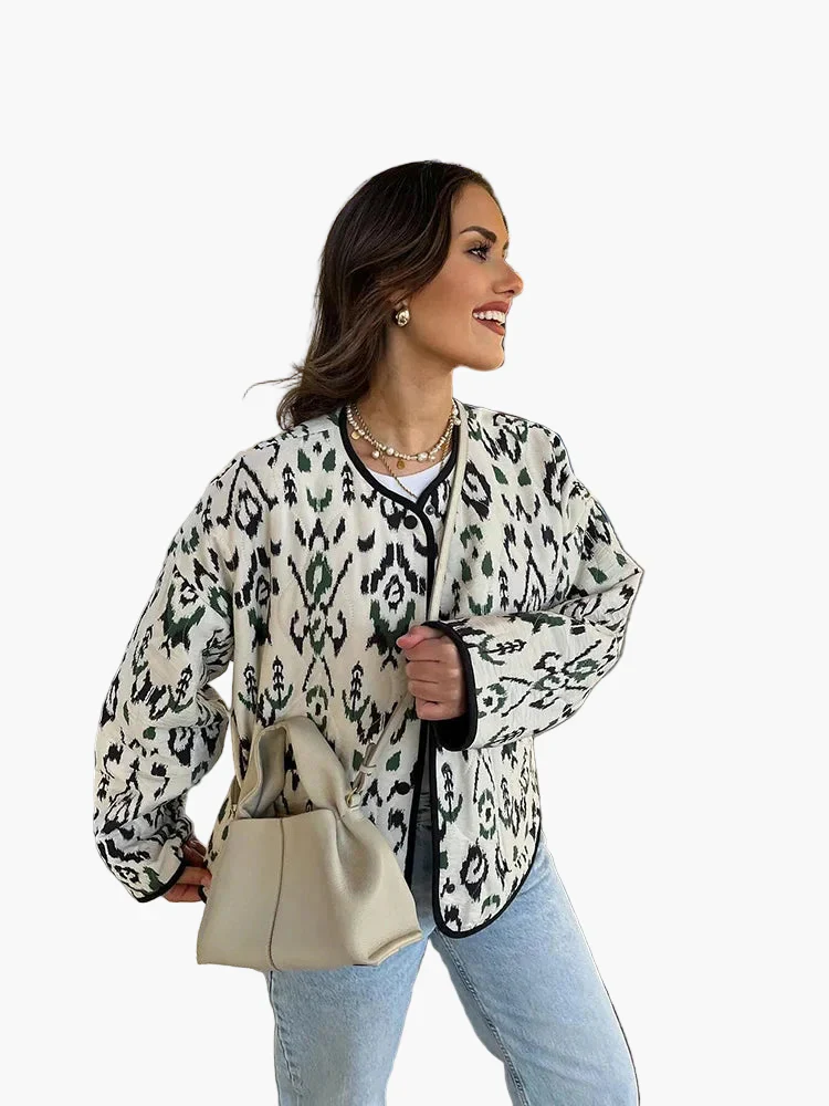 Damen Steppjacke im Ikat-Design – Modische Übergangsjacke für Alltag und Freizeit - Image 2