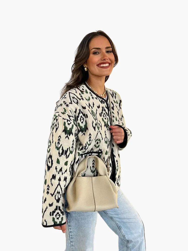 Damen Steppjacke im Ikat-Design – Modische Übergangsjacke für Alltag und Freizeit - Image 3