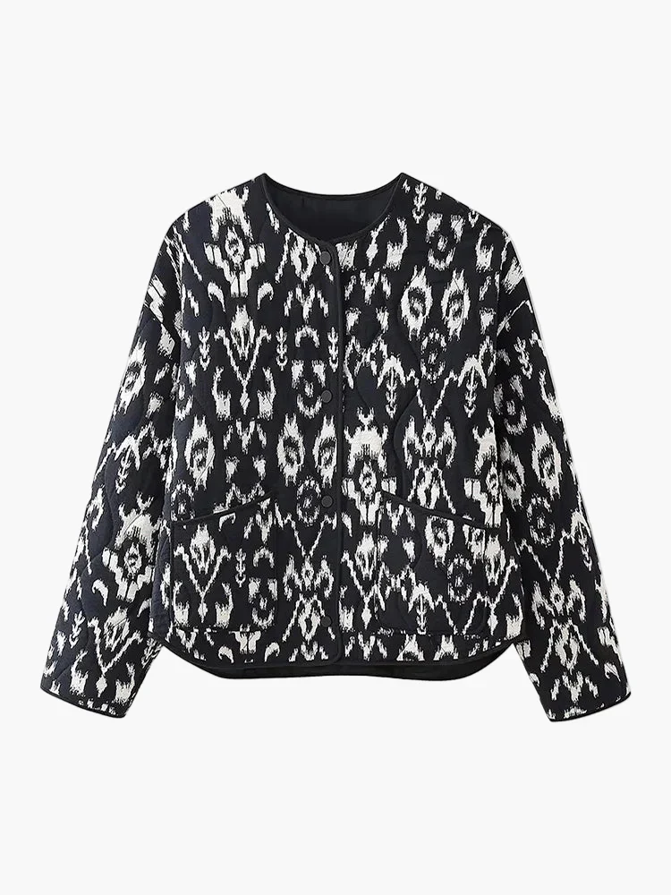 Damen Steppjacke im Ikat-Design – Modische Übergangsjacke für Alltag und Freizeit - Image 7