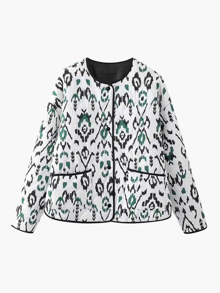 Damen Steppjacke im Ikat-Design – Modische Übergangsjacke für Alltag und Freizeit - Image 8