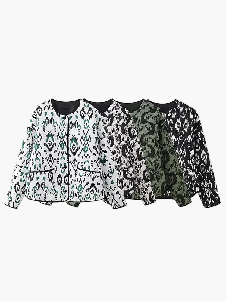 Damen Steppjacke im Ikat-Design – Modische Übergangsjacke für Alltag und Freizeit - Image 9