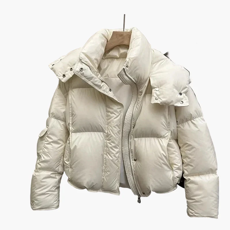 Damen Steppjacke mit abnehmbarer Kapuze – Wintermode, modischer Style, vielseitig für Alltag und Outdoor