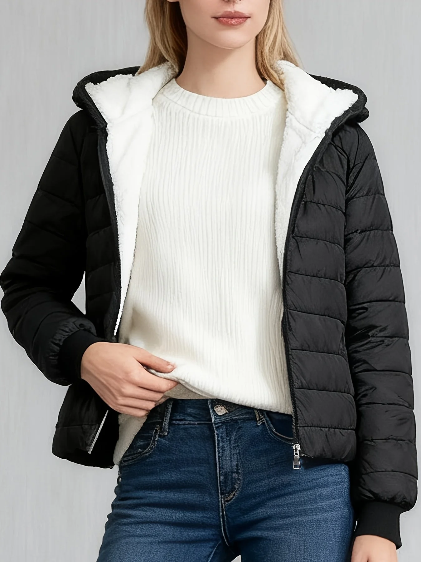 Damen Steppjacke mit Kapuze – Eleganter Winter Begleiter für Alltag und Freizeit - Image 2