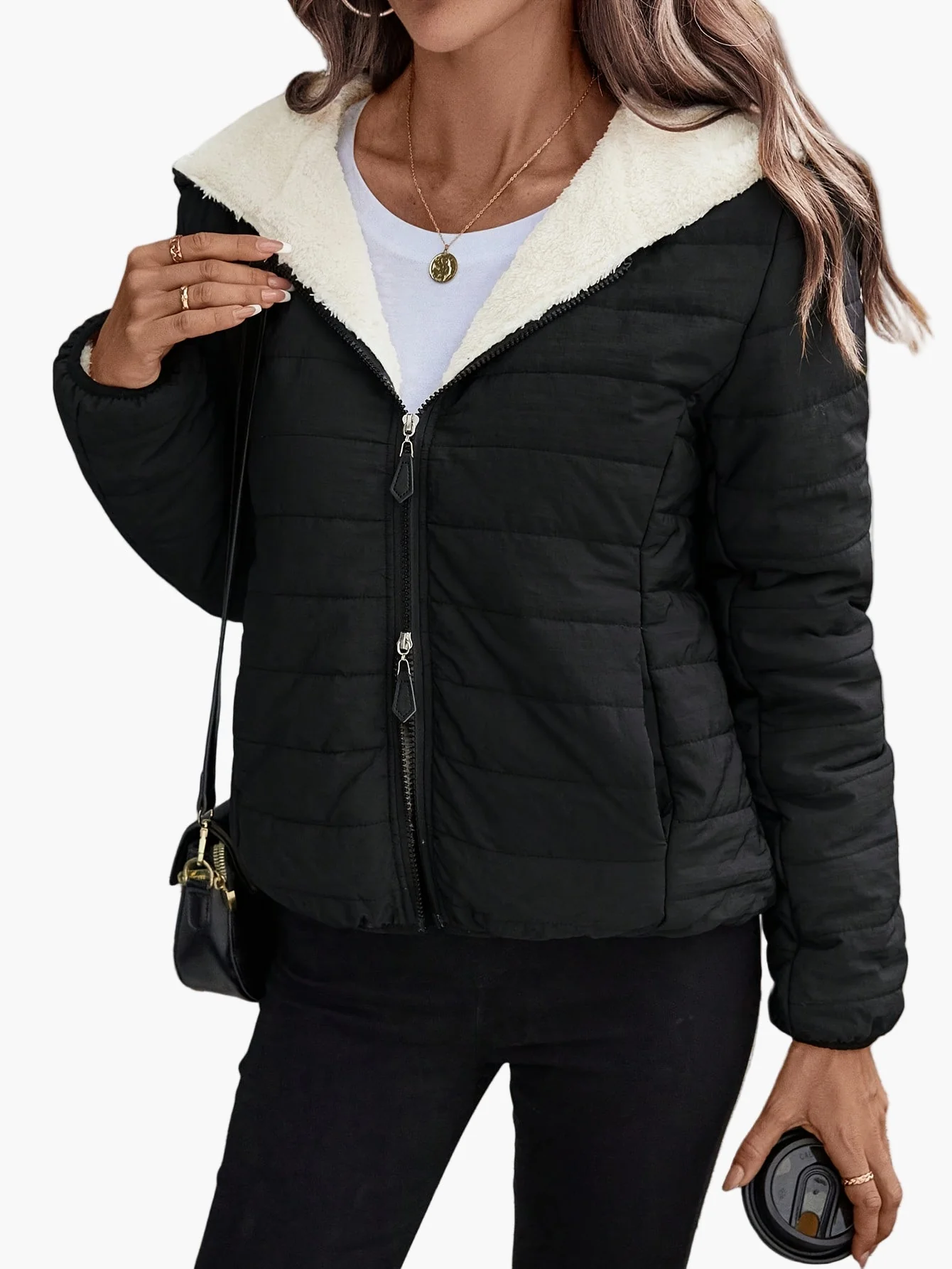 Damen Steppjacke mit Kapuze und Fleece-Innenfutter – Modische Übergangsjacke für Alltag & Freizeit - Image 3