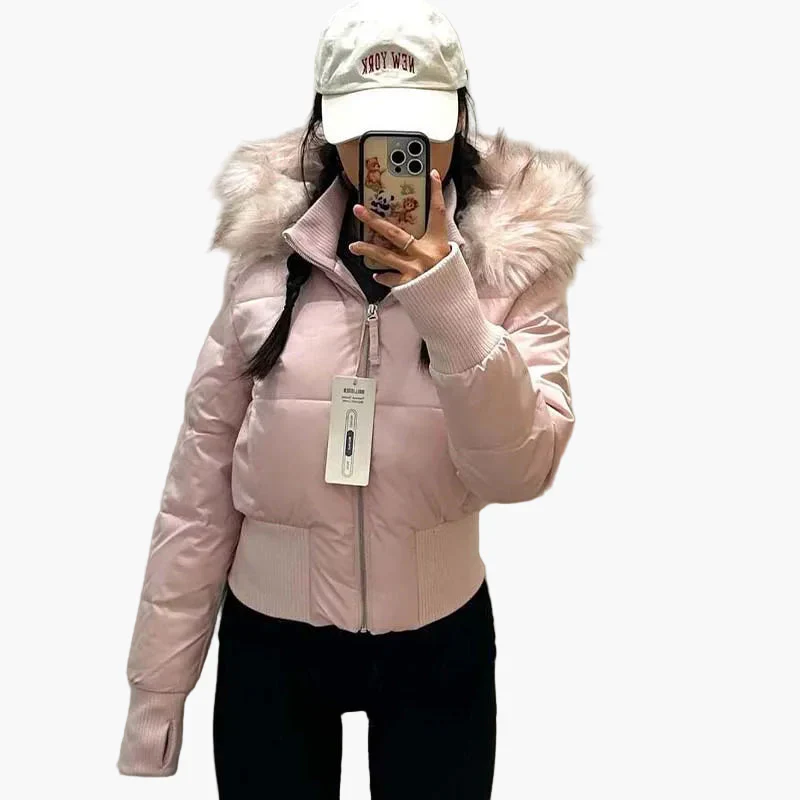 Damen Steppjacke mit Kapuze und Kunstfellkragen – Modische Winterjacke, tailliert, warm, ideal für Alltag und Freizeit - Image 3