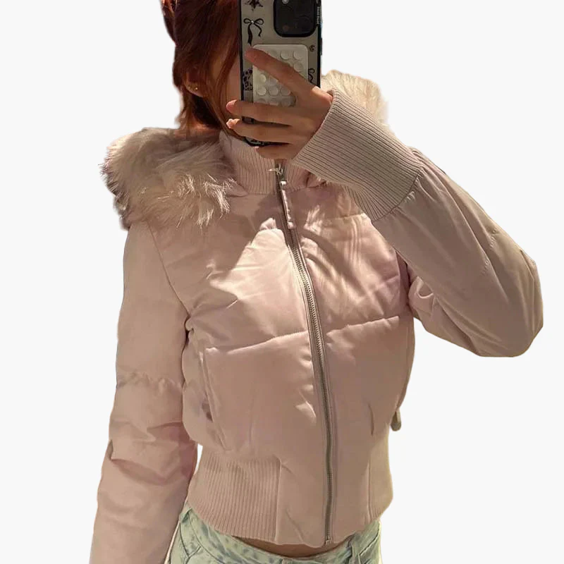 Damen Steppjacke mit Kapuze und Kunstfellkragen – Modische Winterjacke, tailliert, warm, ideal für Alltag und Freizeit - Image 4