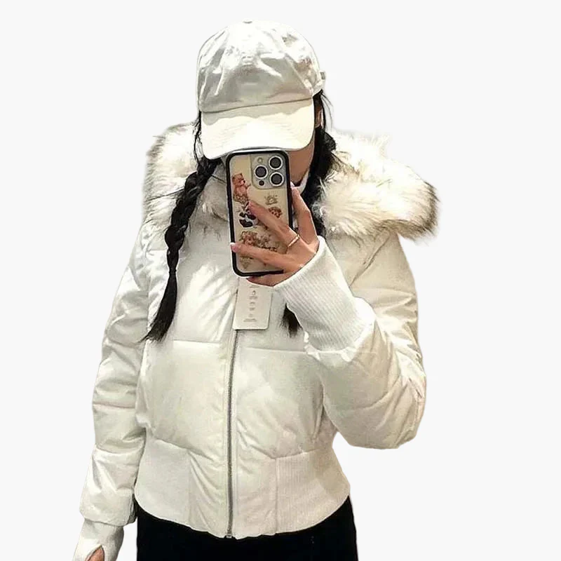 Damen Steppjacke mit Kapuze und Kunstfellkragen – Modische Winterjacke, tailliert, warm, ideal für Alltag und Freizeit - Image 5