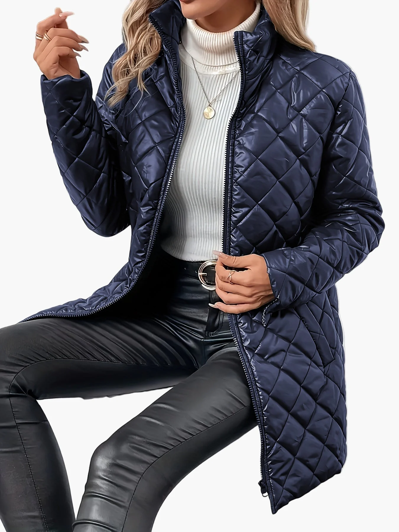 Damen Steppjacke mit Reißverschluss – Modische Übergangsjacke für Alltag und Freizeit - Image 2