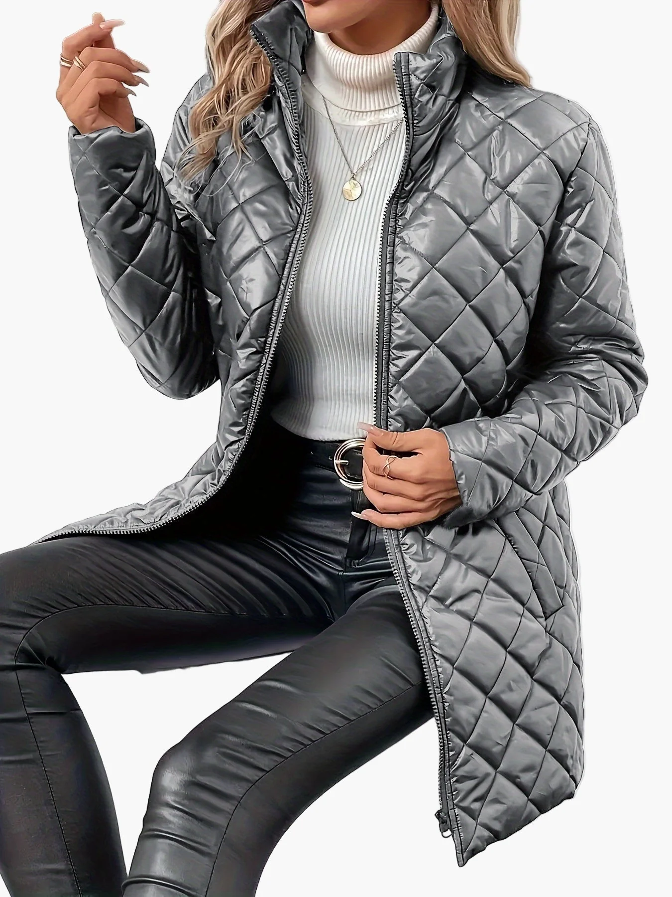 Damen Steppjacke mit Reißverschluss – Modische Übergangsjacke für Alltag und Freizeit - Image 3