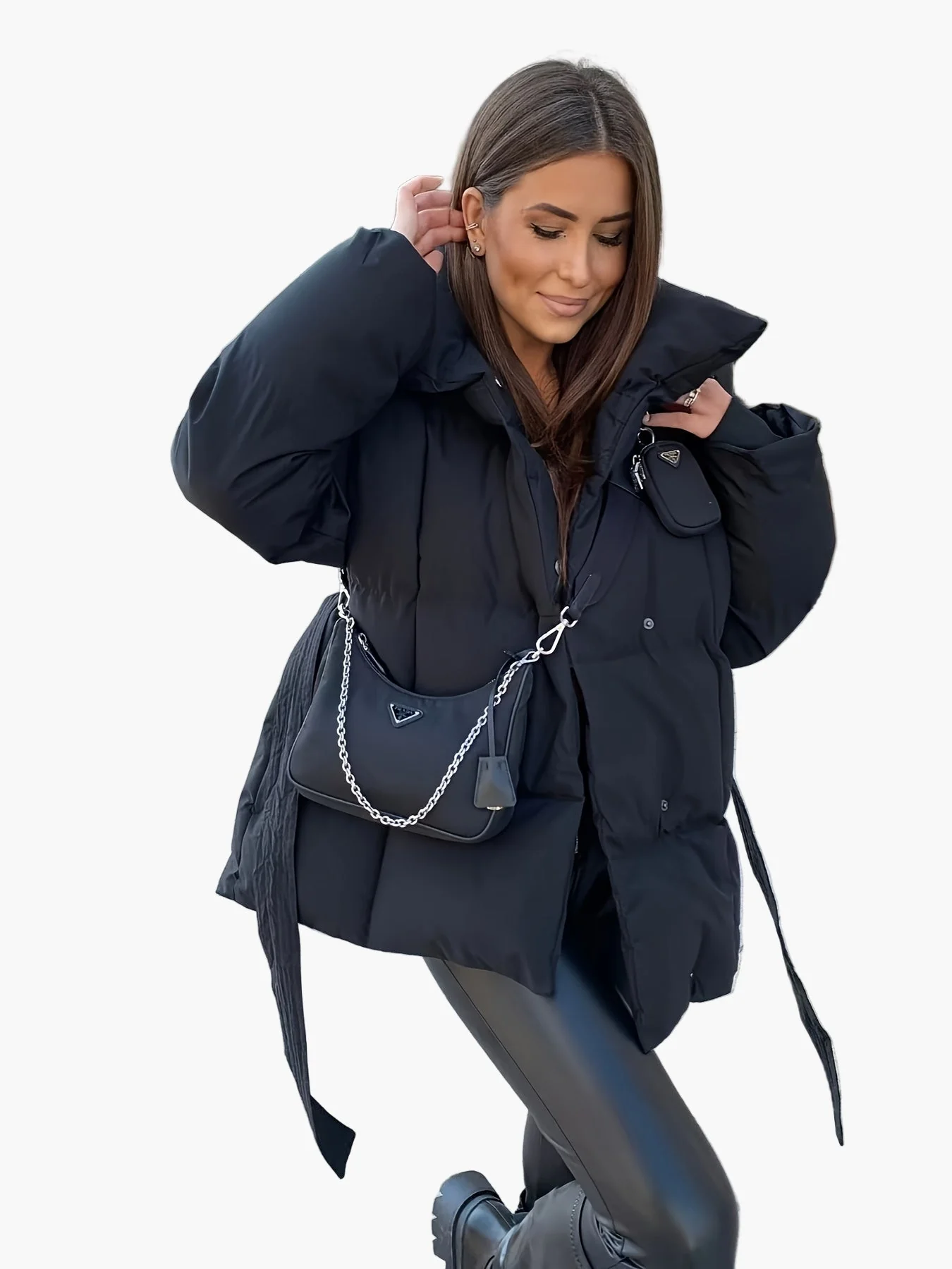 Damen Steppjacke mit Taillengürtel – Modische Winterjacke für Alltag und Freizeit - Image 3