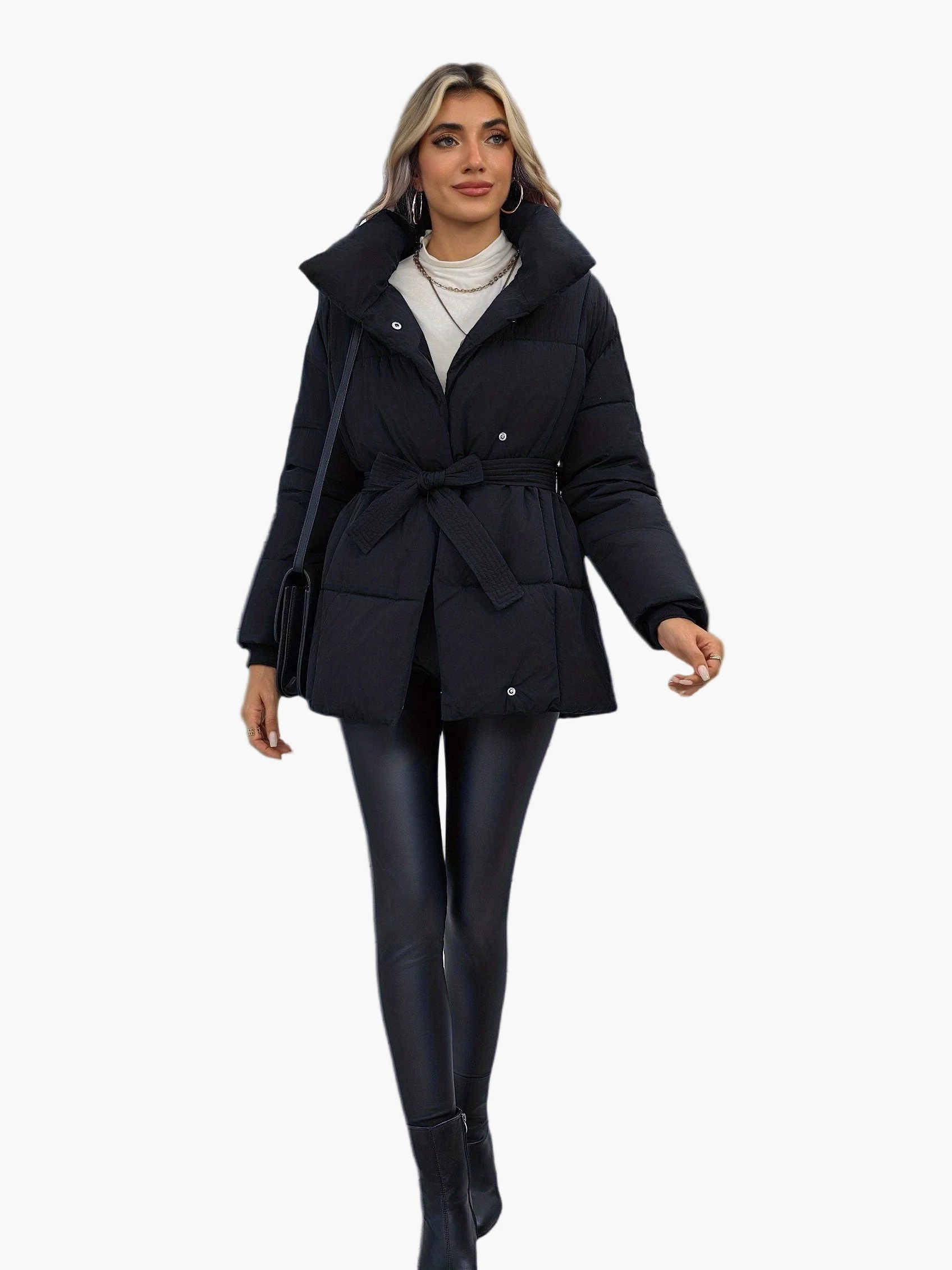 Damen Steppjacke mit Taillengürtel – Modische Winterjacke für Alltag und Freizeit - Image 4