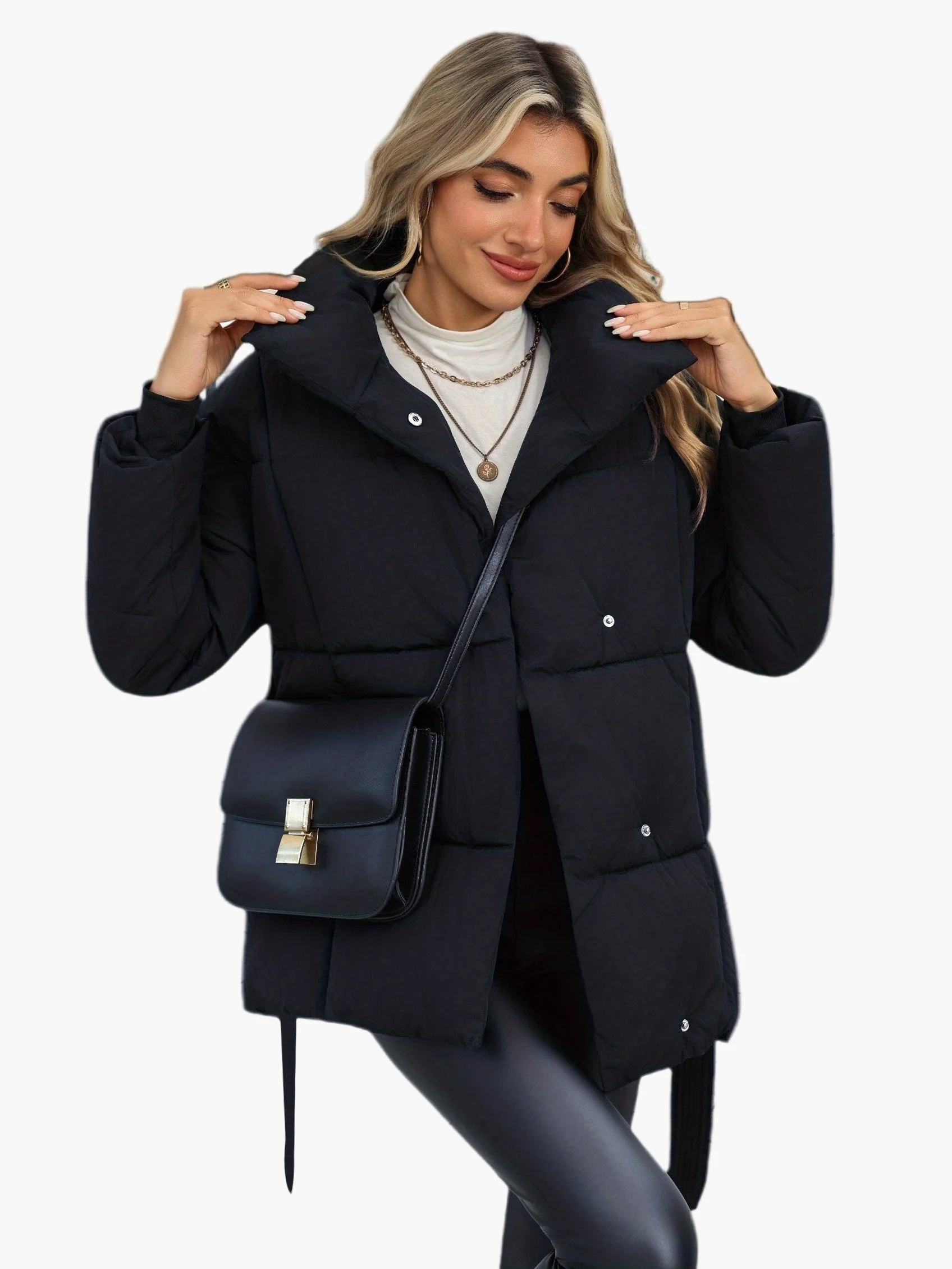 Damen Steppjacke mit Taillengürtel – Modische Winterjacke für Alltag und Freizeit - Image 6