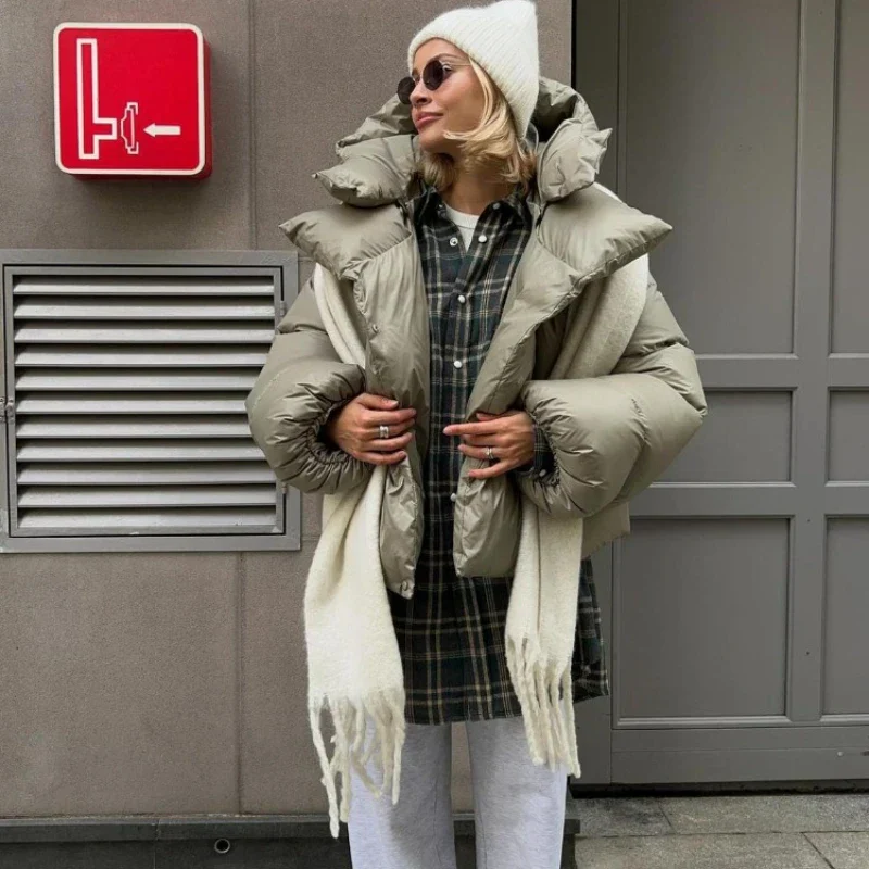 Damen Steppjacke Winterjacke mit Kapuze – Modische Oversize Pufferjacke für kalte Tage - Image 9
