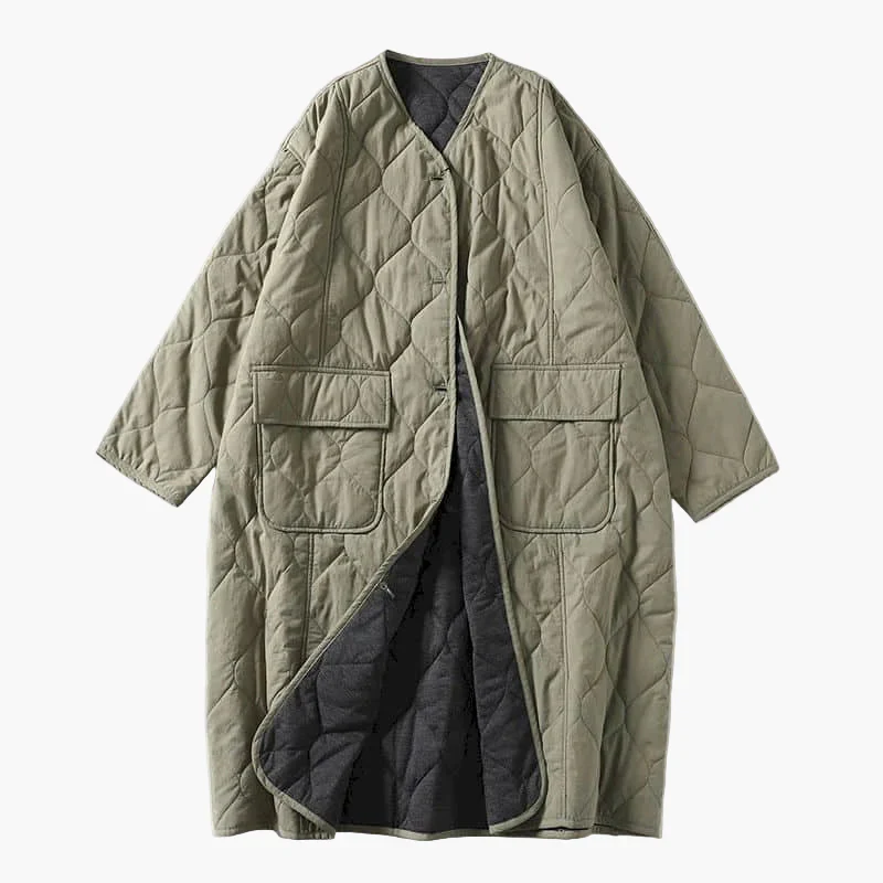 Damen Steppmantel Oversize, Casual Lange Jacke mit Knöpfen und Taschen – Perfekt für Herbst und Winter - Image 2