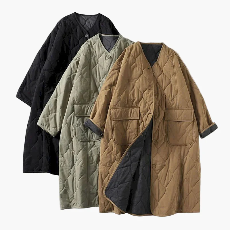 Damen Steppmantel Oversize, Casual Lange Jacke mit Knöpfen und Taschen – Perfekt für Herbst und Winter - Image 4