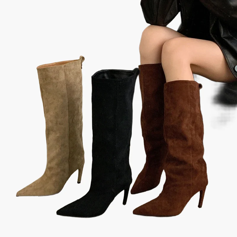 Damen Stiefel mit hohem Absatz und spitzer Zehenpartie – Elegante Slouchy Boots für Herbst und Winter - Image 6