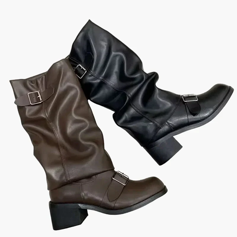 Damen Stiefel mit Schnallen und Blockabsatz – Modische Alltags- und Freizeitstiefel - Image 3