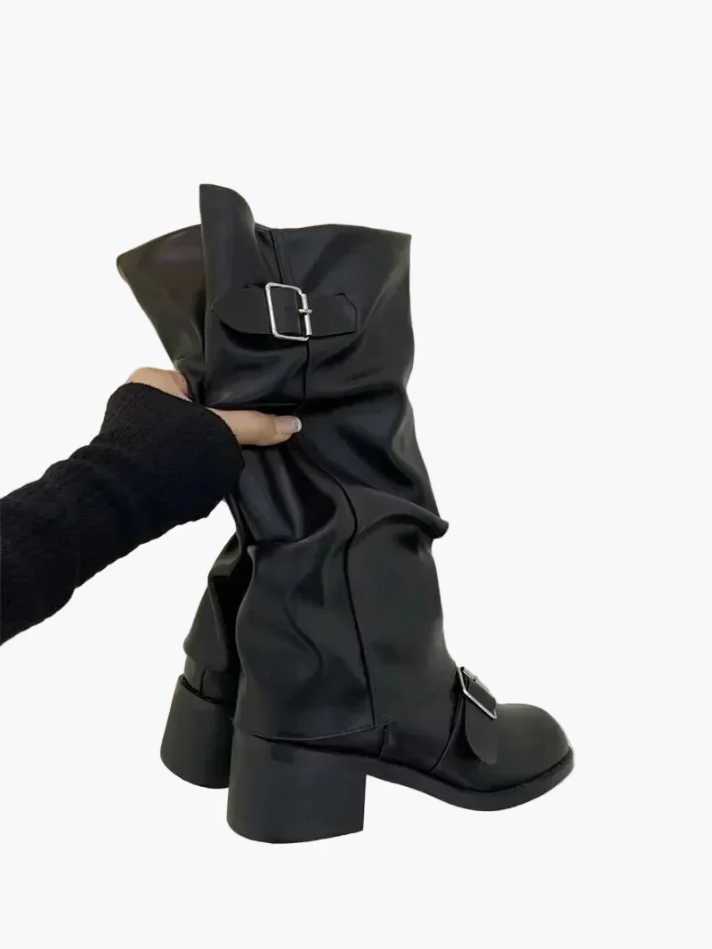Damen Stiefel mit Schnallen und Blockabsatz – Modische Alltags- und Freizeitstiefel - Image 4