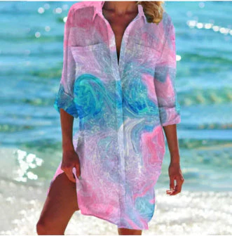 Damen Strand Tunika Kleid – Sommer Strandcover, Luftig, Tropisches Muster, Perfekt für Urlaub & Pool - Image 10