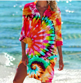 Damen Strand Tunika Kleid – Sommer Strandcover, Luftig, Tropisches Muster, Perfekt für Urlaub & Pool - Image 11