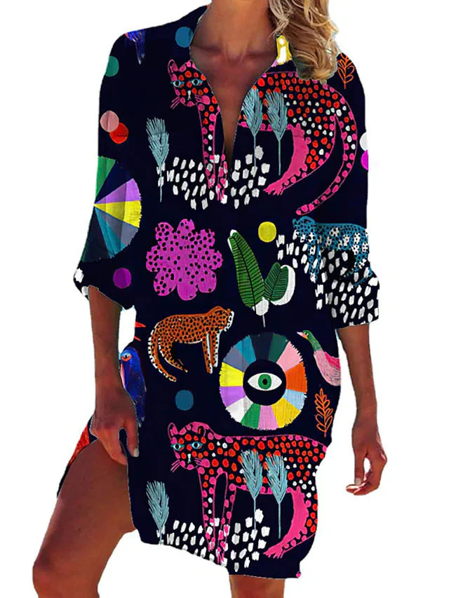 Damen Strand Tunika Kleid – Sommer Strandcover, Luftig, Tropisches Muster, Perfekt für Urlaub & Pool - Image 5