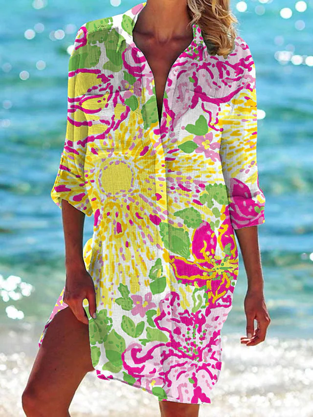 Damen Strand Tunika Kleid – Sommer Strandcover, Luftig, Tropisches Muster, Perfekt für Urlaub & Pool - Image 8