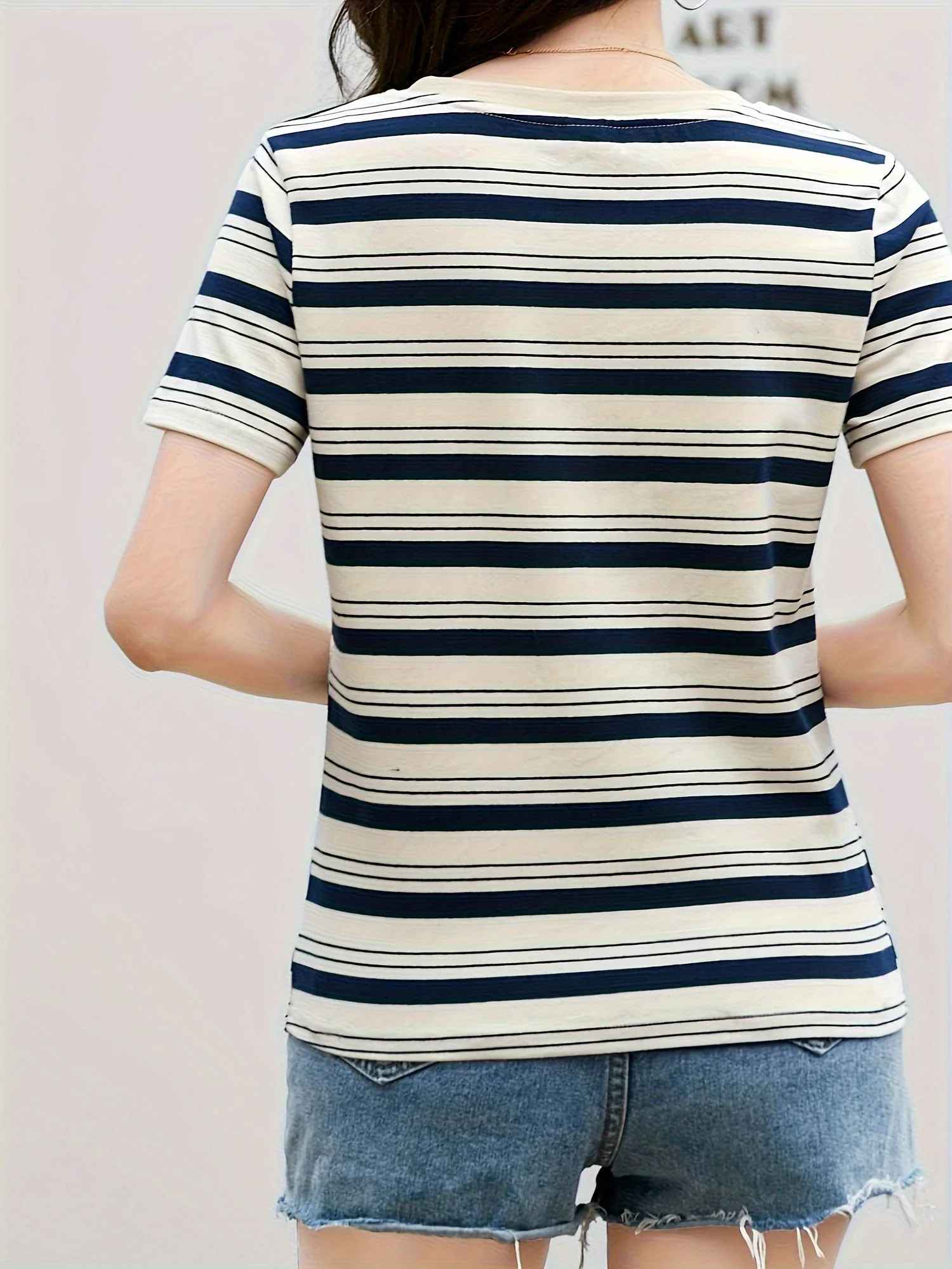 Damen Streifen T-Shirt Kurzarm – Zeitloses Basic für Alltag und Freizeit - Image 6