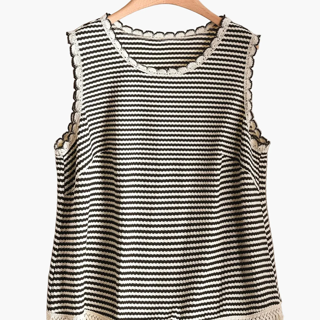 Damen Strick-Tanktop im Boho-Stil mit Streifen und Fransen – Elegantes Freizeit-Oberteil für Frühling und Sommer - Image 12