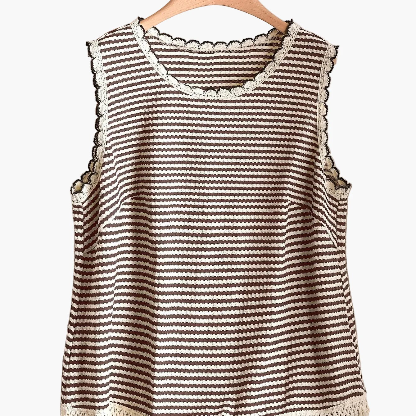 Damen Strick-Tanktop im Boho-Stil mit Streifen und Fransen – Elegantes Freizeit-Oberteil für Frühling und Sommer - Image 14