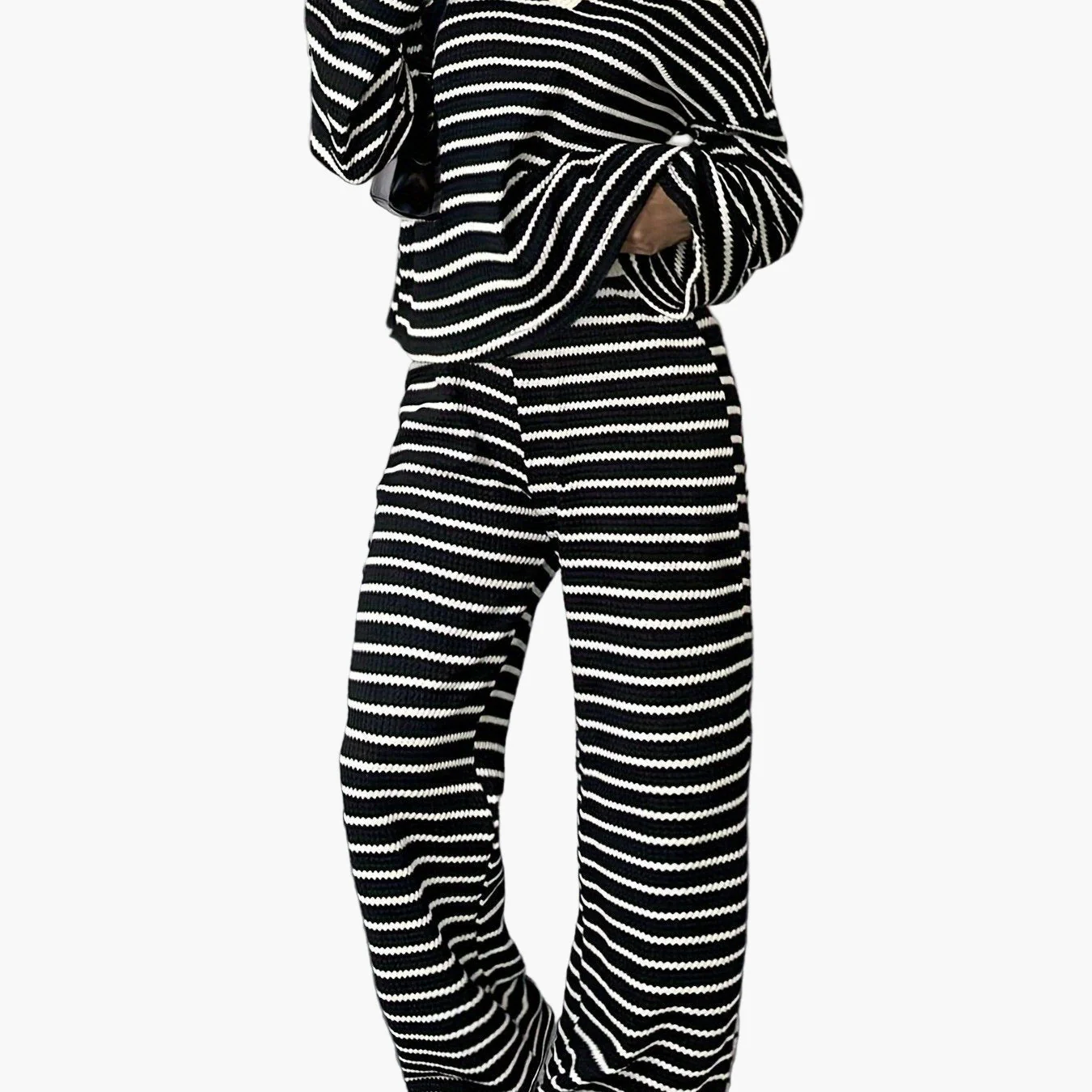 Damen Strick Zweiteiler Set – Gestreifter Freizeit-Look für Herbst & Winter, Elegant & Bequem - Image 7