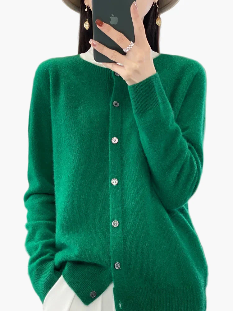 Damen Strickjacke – Klassischer Cardigan im eleganten Stil für Alltag und Büro