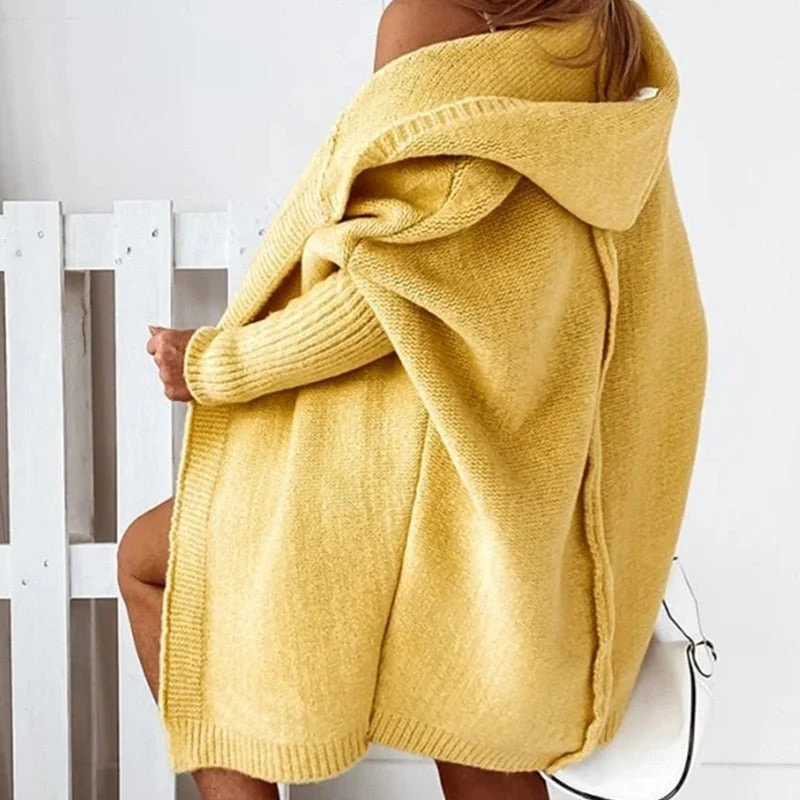 Damen Strickjacke mit Kapuze – Kuscheliger Oversize Cardigan für Herbst und Winter, modisches Freizeit-Outfit - Image 6