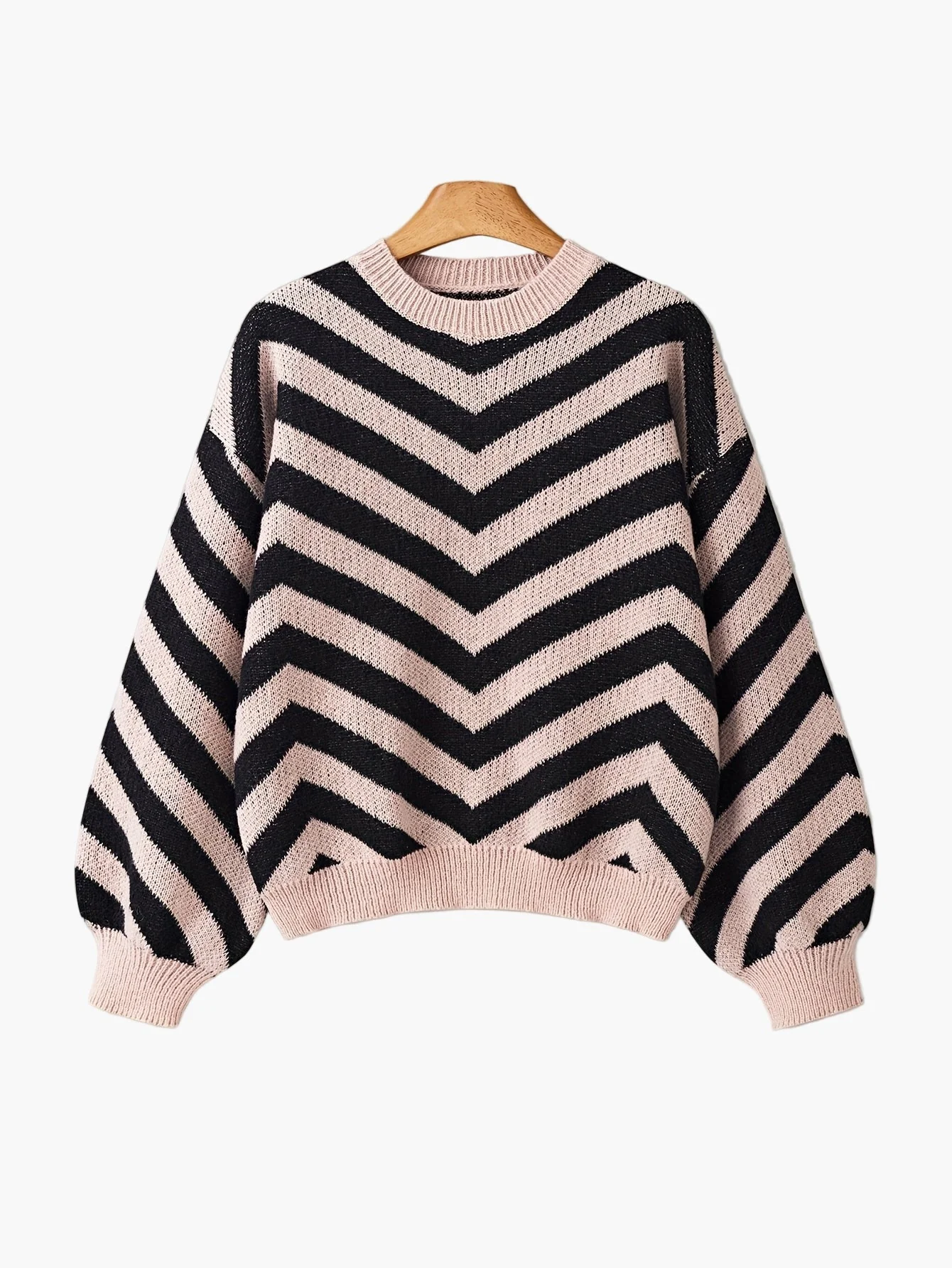 Damen Strickpullover mit Chevron-Muster und modernem Oversize-Look – Perfekt für Herbst und Winter - Image 3