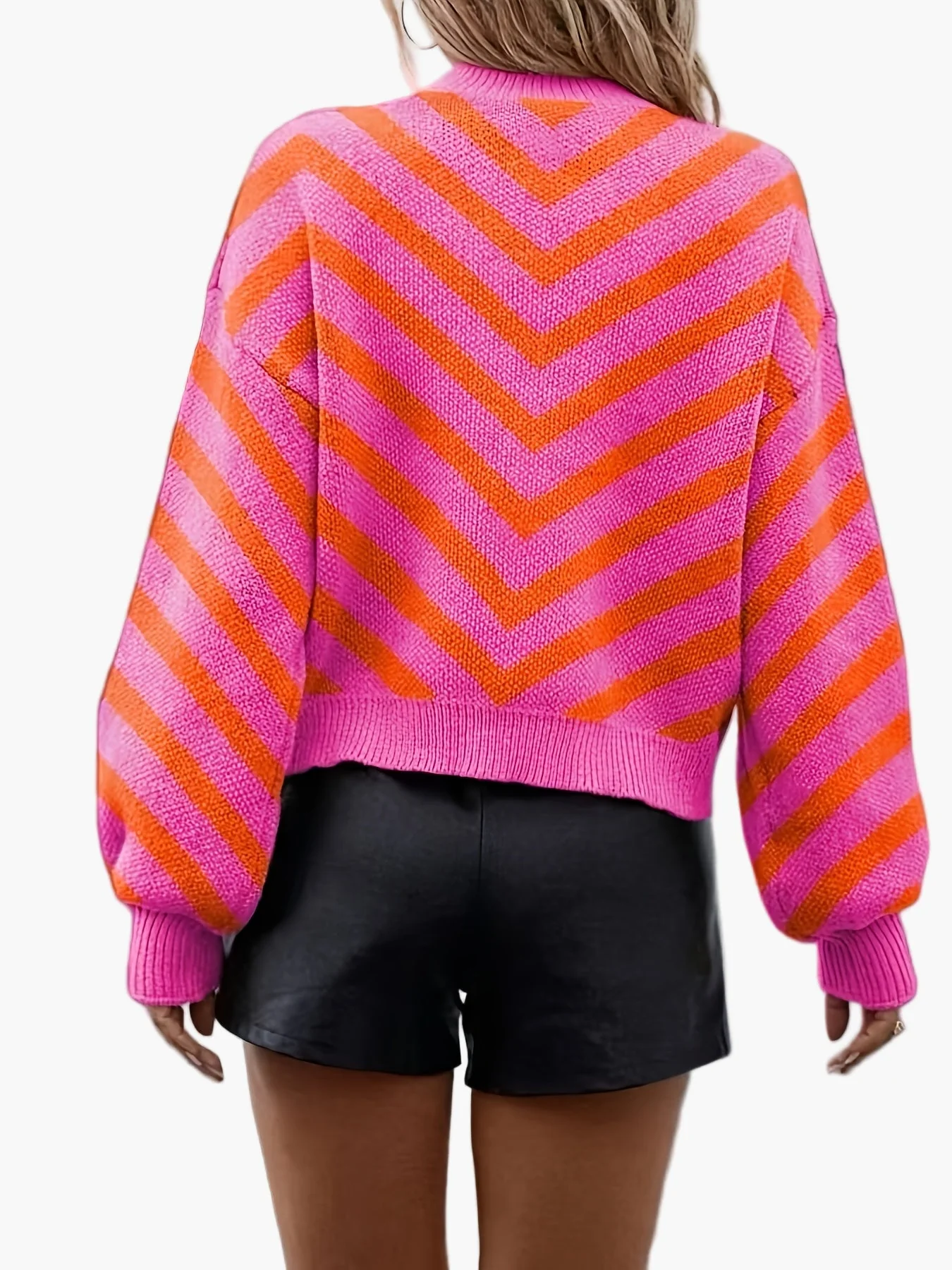 Damen Strickpullover mit Chevron-Muster und modernem Oversize-Look – Perfekt für Herbst und Winter - Image 8