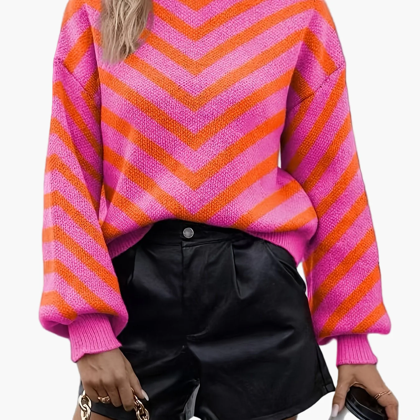 Damen Strickpullover mit Chevron-Muster und modernem Oversize-Look – Perfekt für Herbst und Winter - Image 9