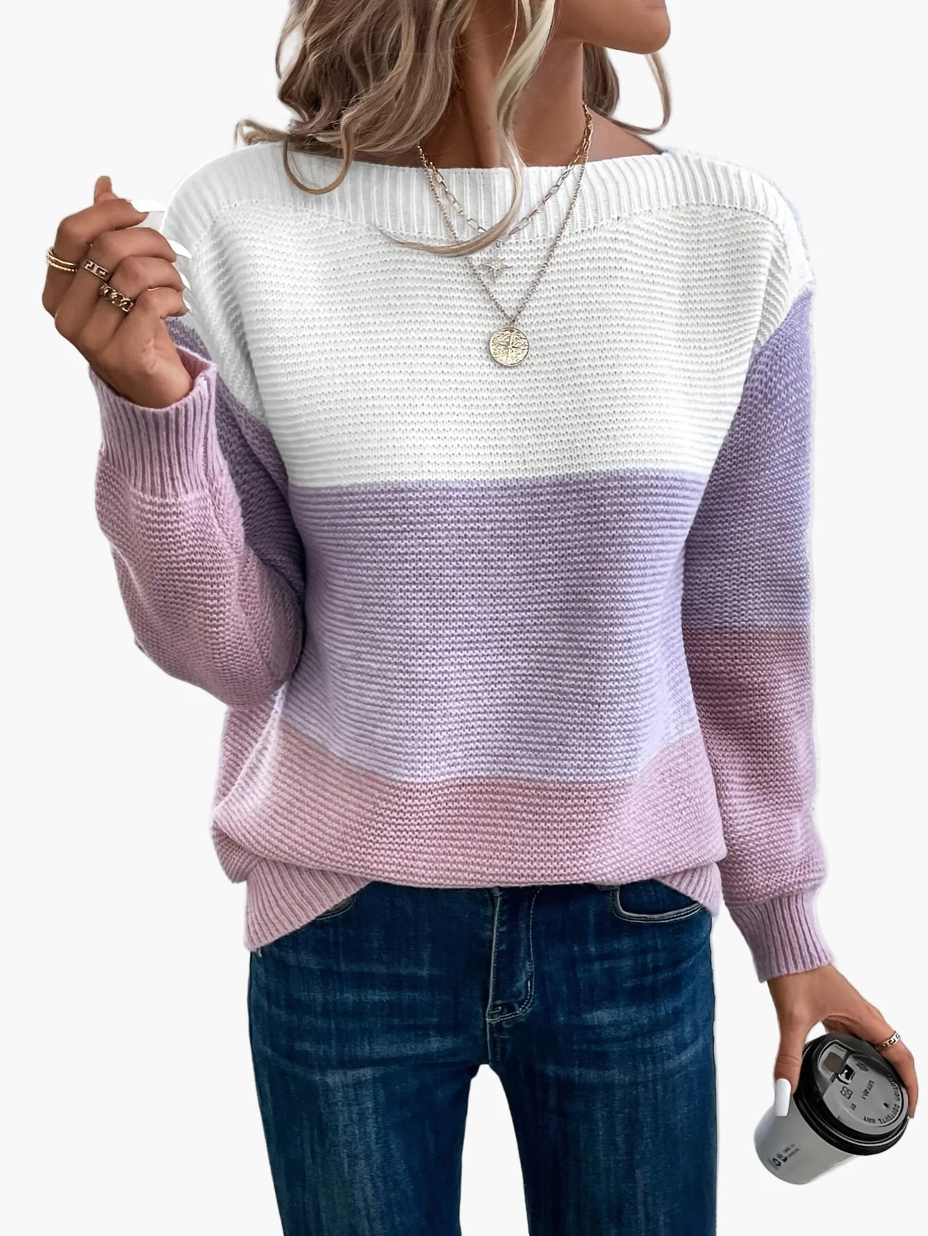Damen Strickpullover im Colorblock-Design – Lässiger Herbst/Winter Freizeitlook - Image 2