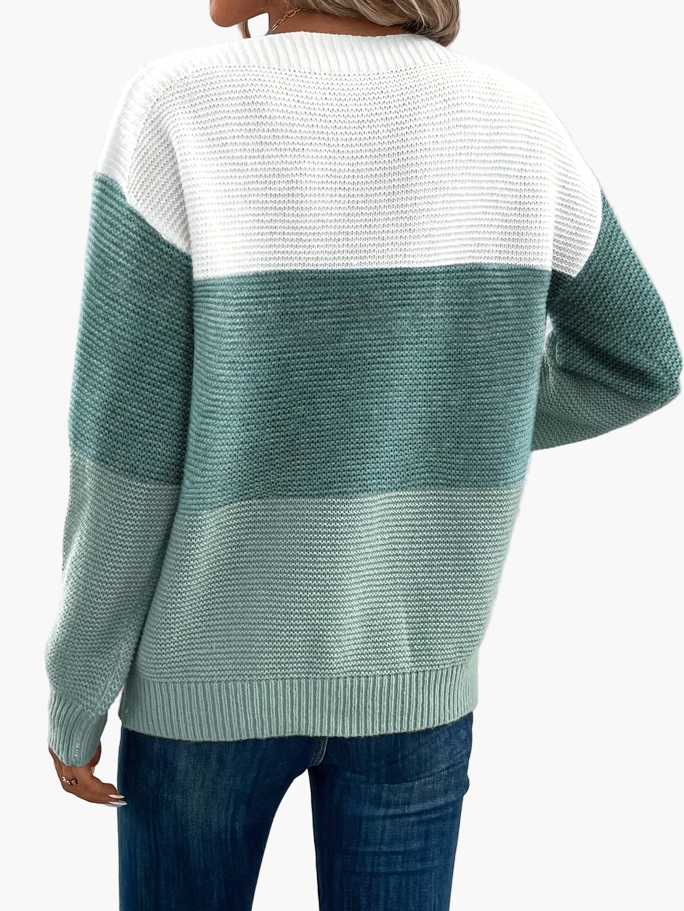 Damen Strickpullover im Colorblock-Design – Lässiger Herbst/Winter Freizeitlook - Image 4