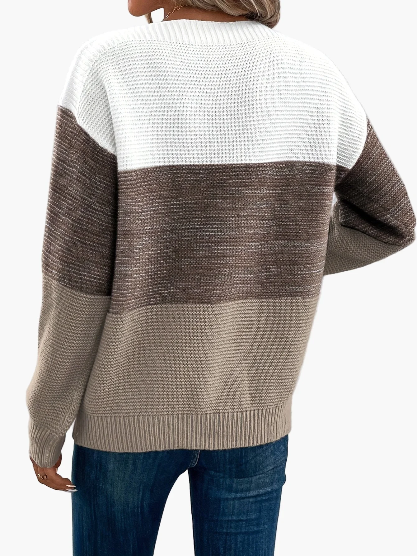 Damen Strickpullover im Colorblock-Design – Lässiger Herbst/Winter Freizeitlook - Image 6