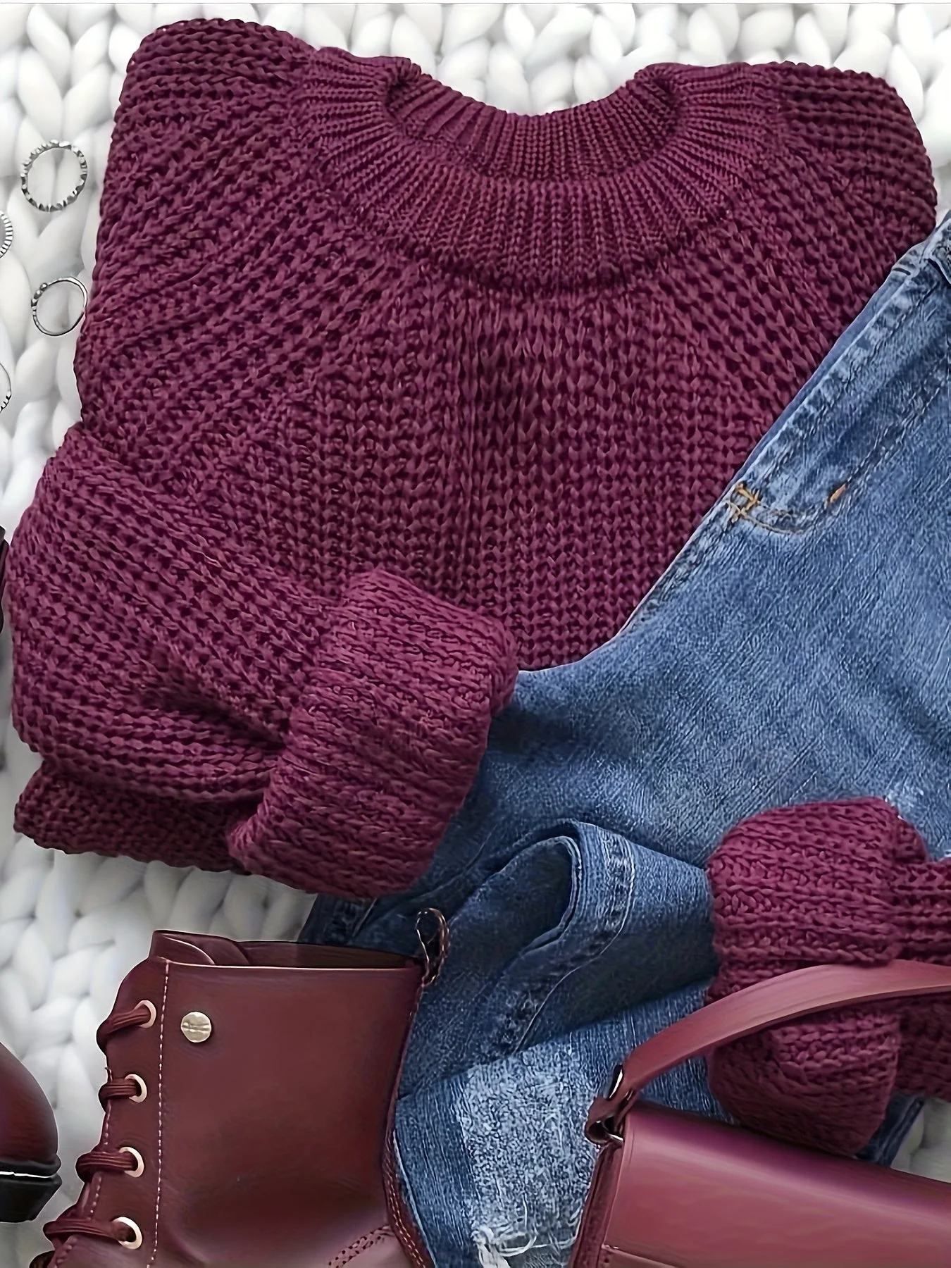 Damen Strickpullover im eleganten, lockeren Stil für Herbst und Winter