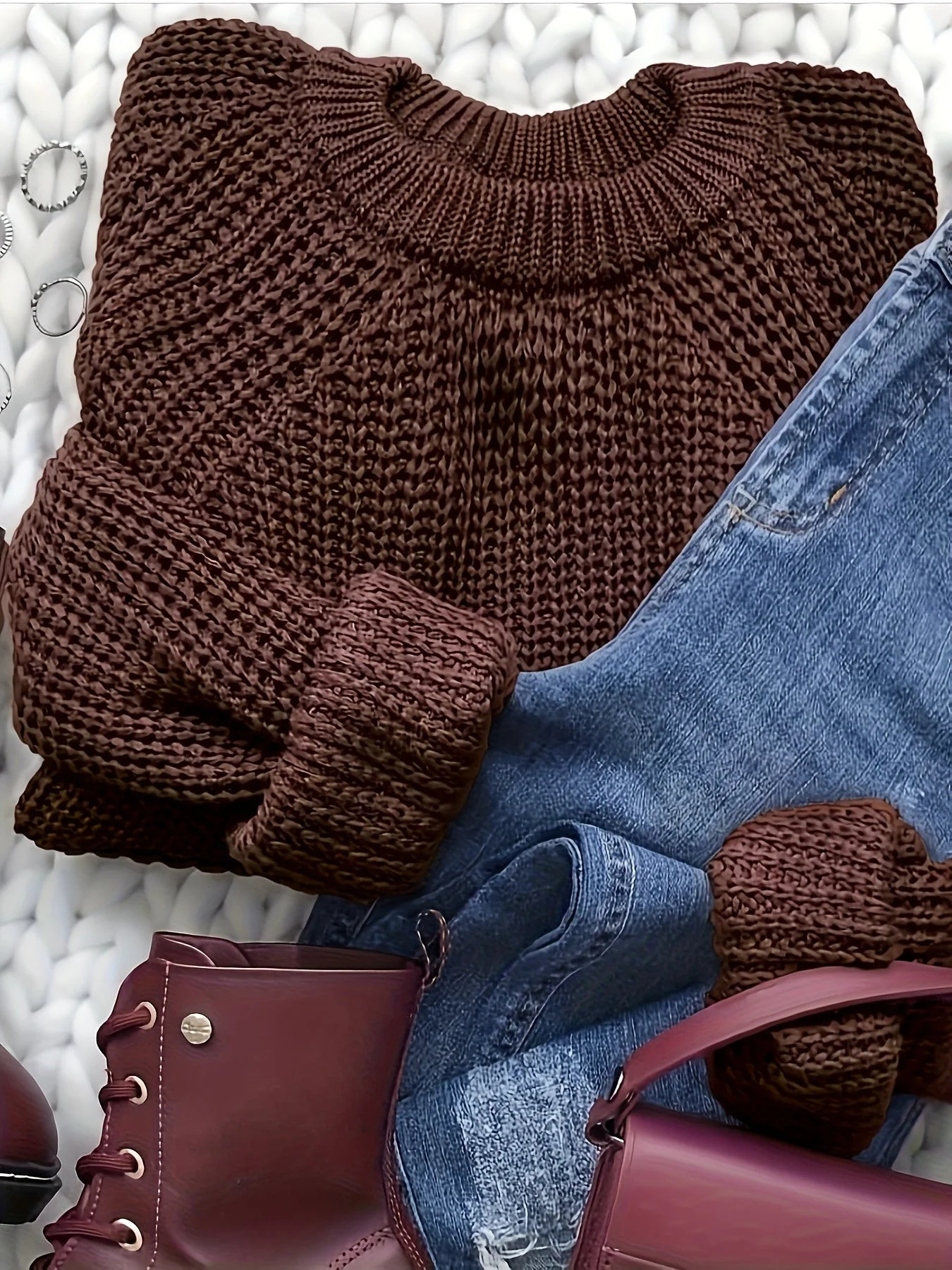 Damen Strickpullover im eleganten, lockeren Stil für Herbst und Winter - Image 3