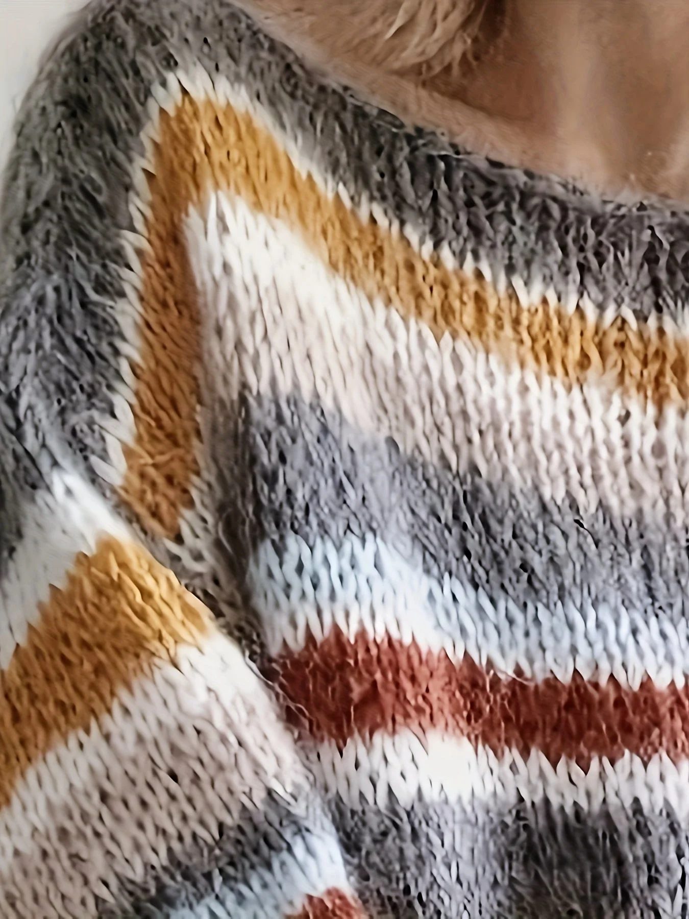 Damen Strickpullover im lässigen Oversize-Stil mit Streifen – Perfekt für Herbst und Winter - Image 4