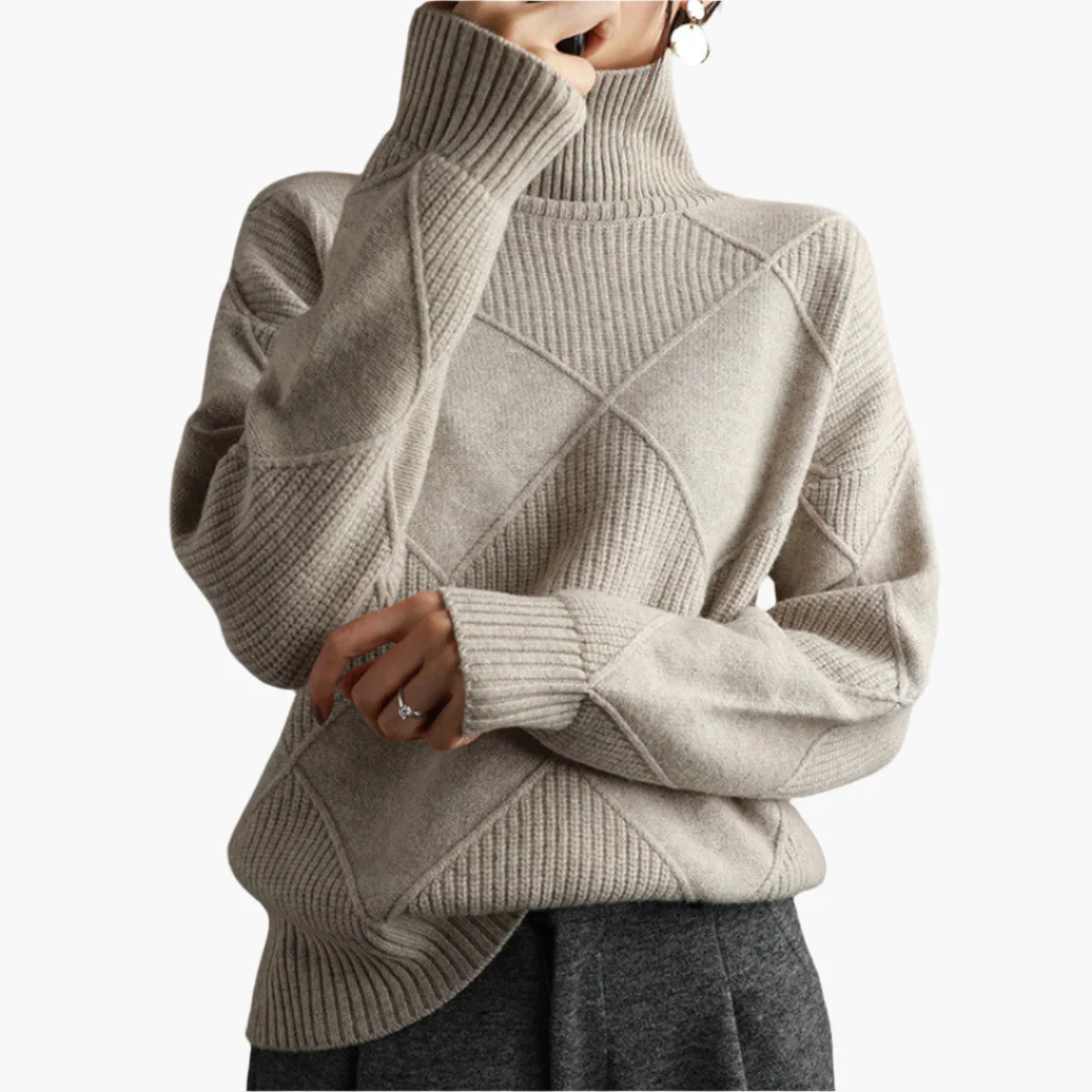 Damen Strickpullover mit Rautenmuster – Moderner Komfort für Alltag und Freizeit - Image 3
