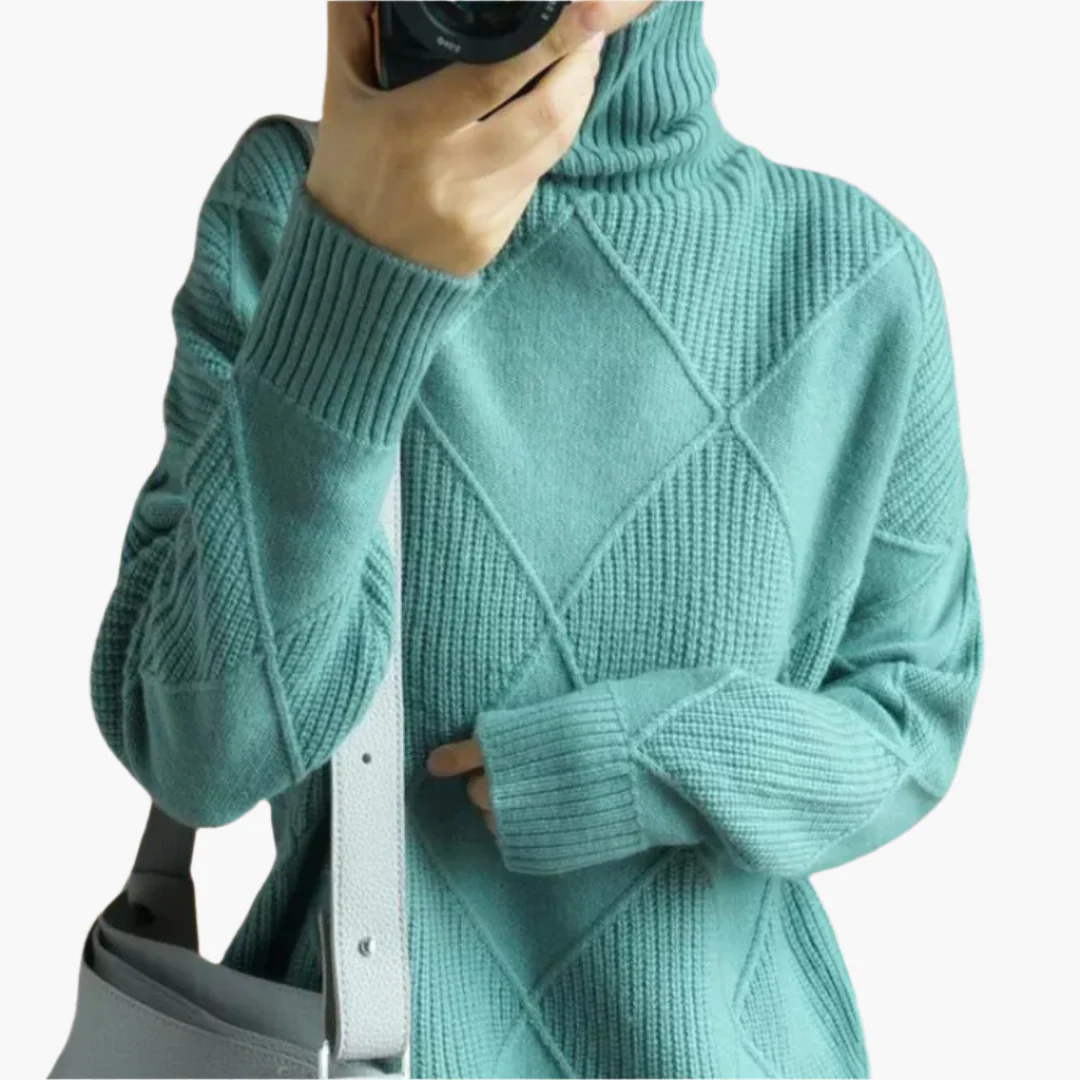 Damen Strickpullover mit Rautenmuster – Moderner Komfort für Alltag und Freizeit - Image 6
