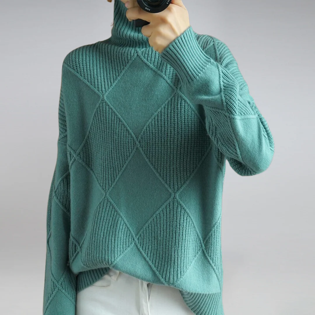 Damen Strickpullover mit Rautenmuster – Moderner Komfort für Alltag und Freizeit - Image 7