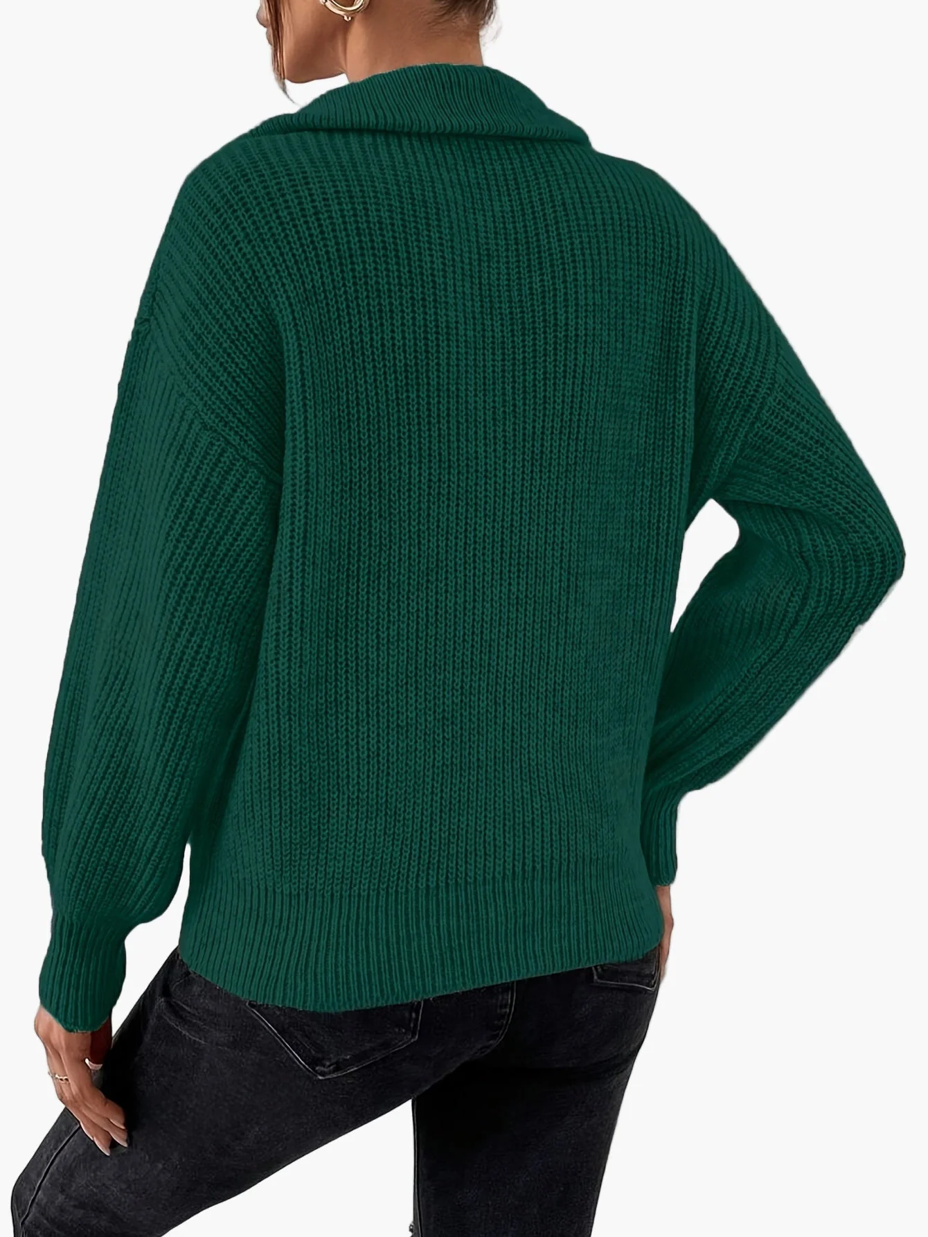 Damen Strickpullover mit Reißverschluss und Ballonärmeln – Eleganter Freizeit-Look - Image 4