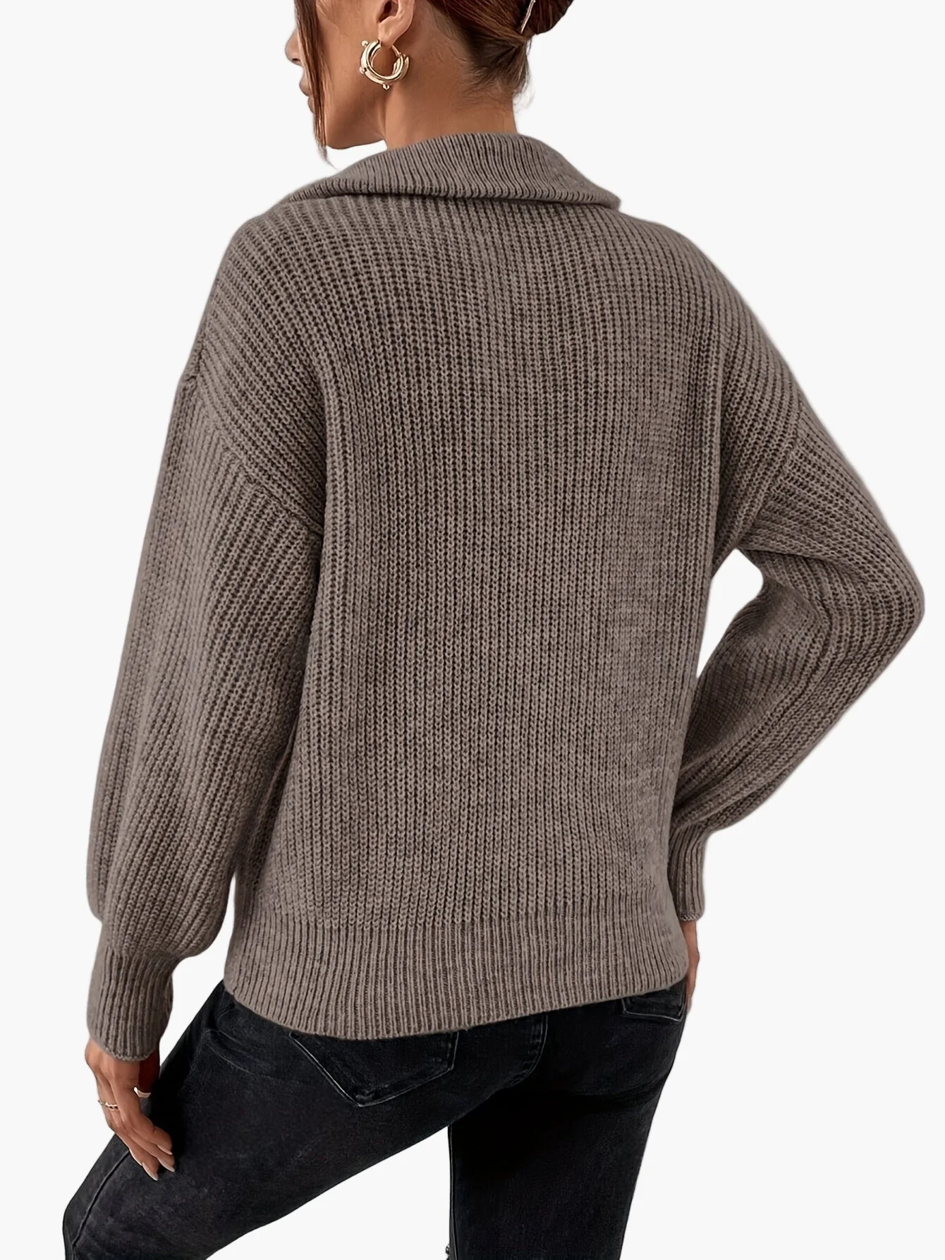 Damen Strickpullover mit Reißverschluss und Ballonärmeln – Eleganter Freizeit-Look - Image 6