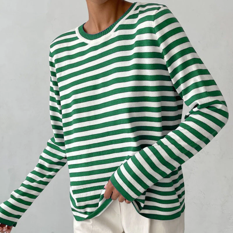Damen Strickpullover mit Streifen – Lässiger Alltags-Sweater, zeitloser Stil, ideal für Büro & Freizeit - Image 10