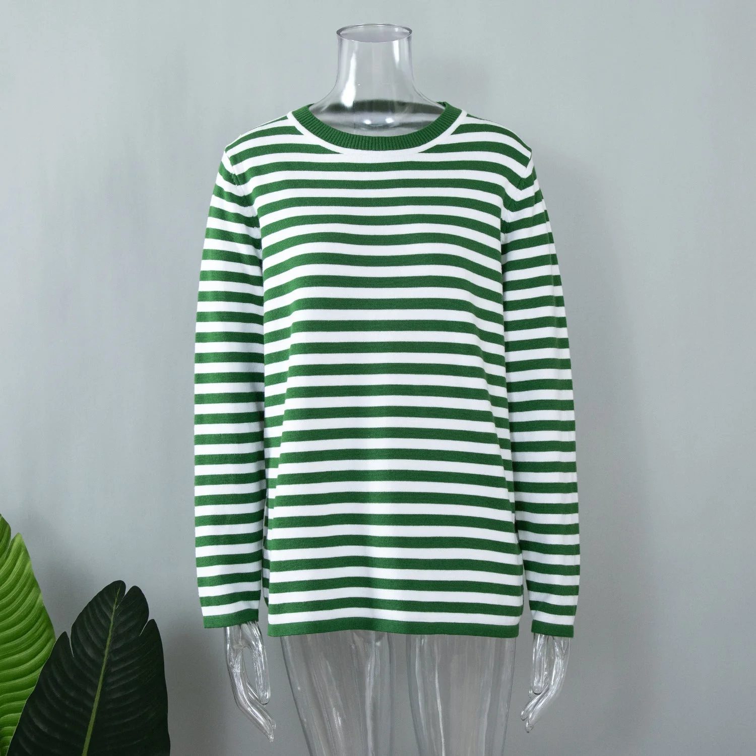 Damen Strickpullover mit Streifen – Lässiger Alltags-Sweater, zeitloser Stil, ideal für Büro & Freizeit - Image 14