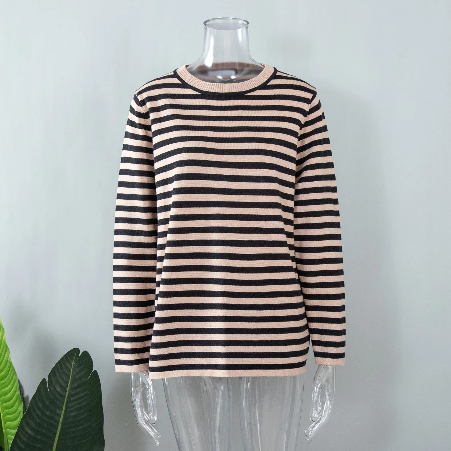 Damen Strickpullover mit Streifen – Lässiger Alltags-Sweater, zeitloser Stil, ideal für Büro & Freizeit - Image 15